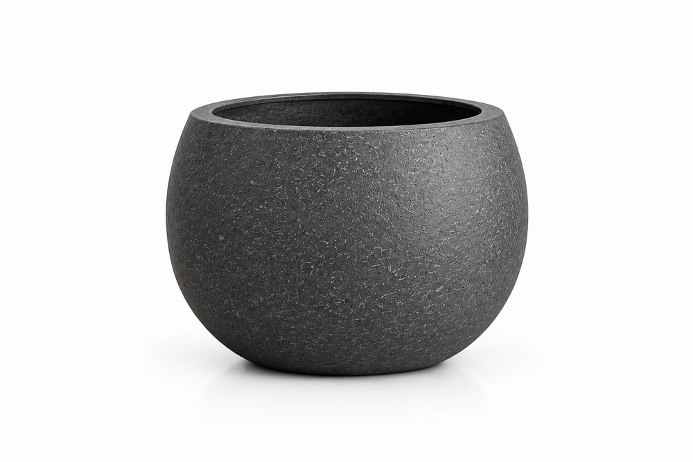 Round Charcoal Textured Planter