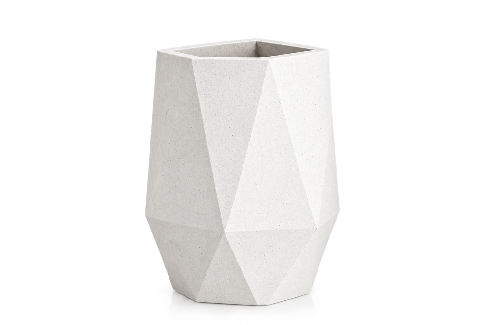 White Geometric Faceted Planter