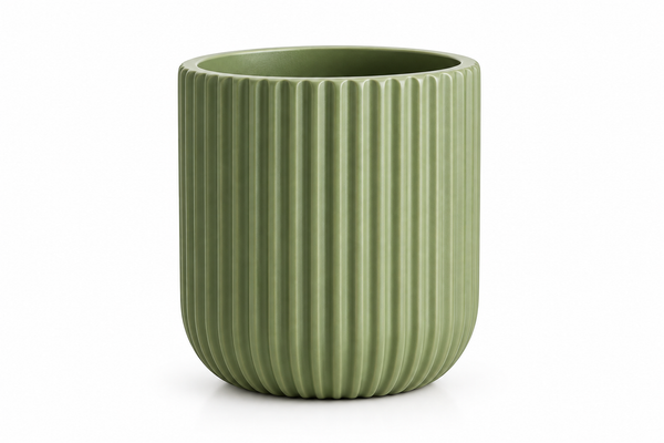 Sage Green Ribbed Cylinder Planter